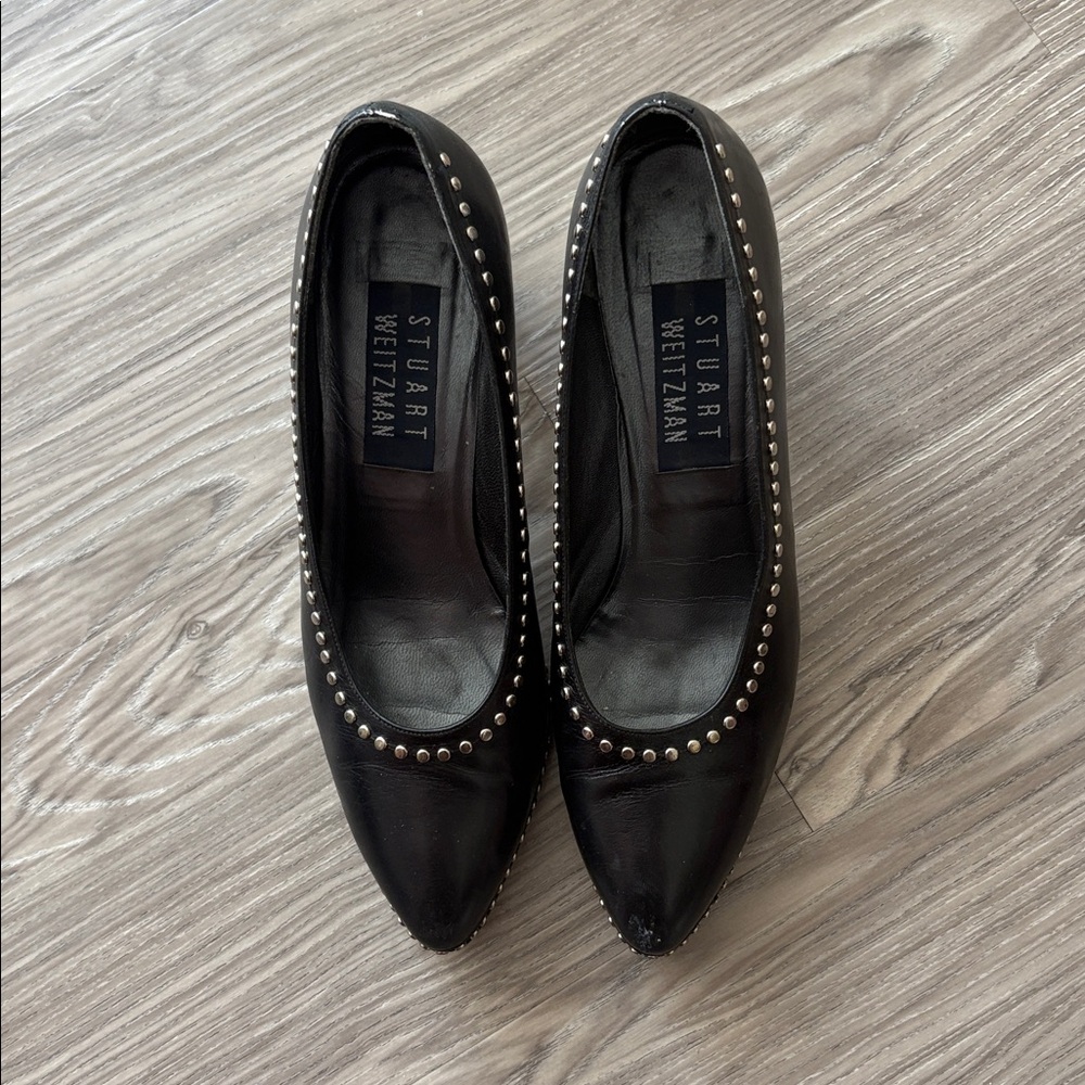 Stuart Weitzman Black Studded Heels